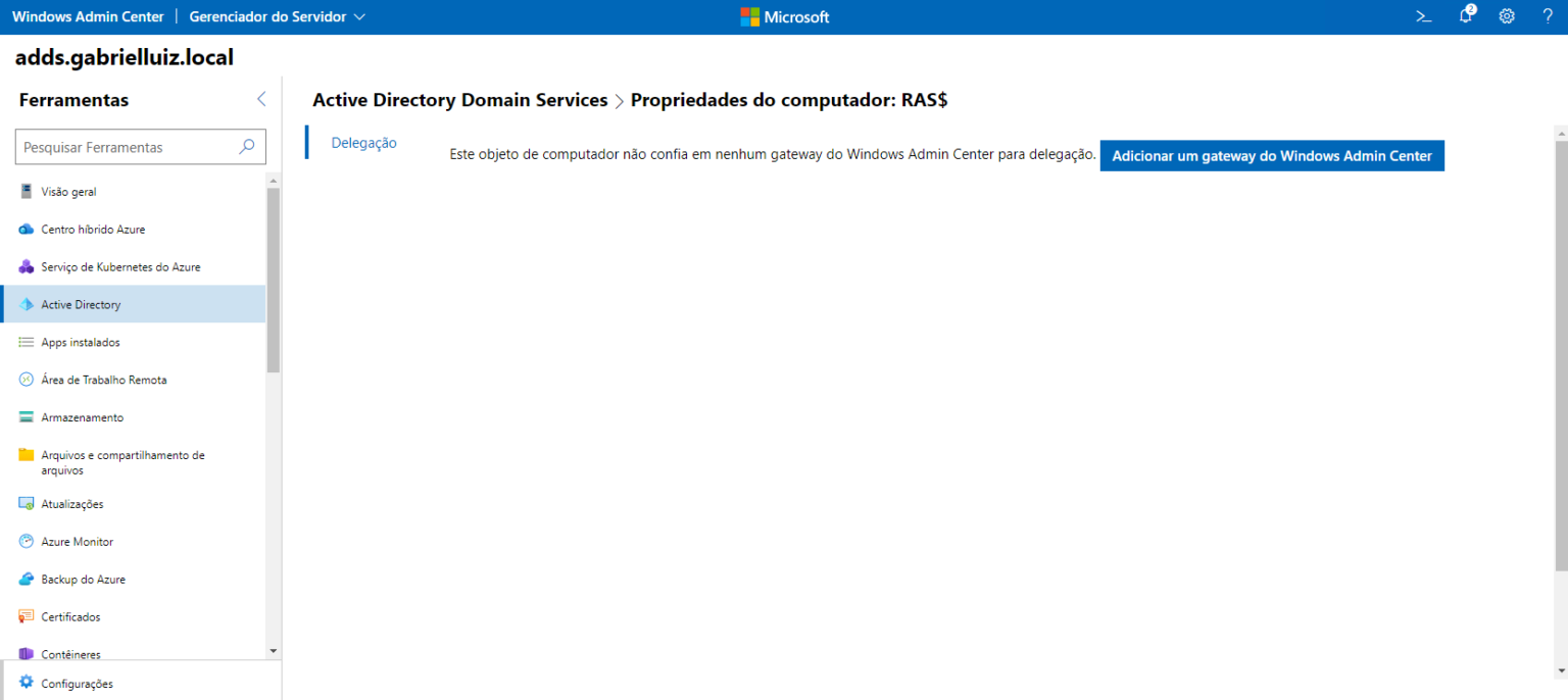 Windows Program Gabriel Gerenciando servidores Active Directory pelo Windows Admin Center ...